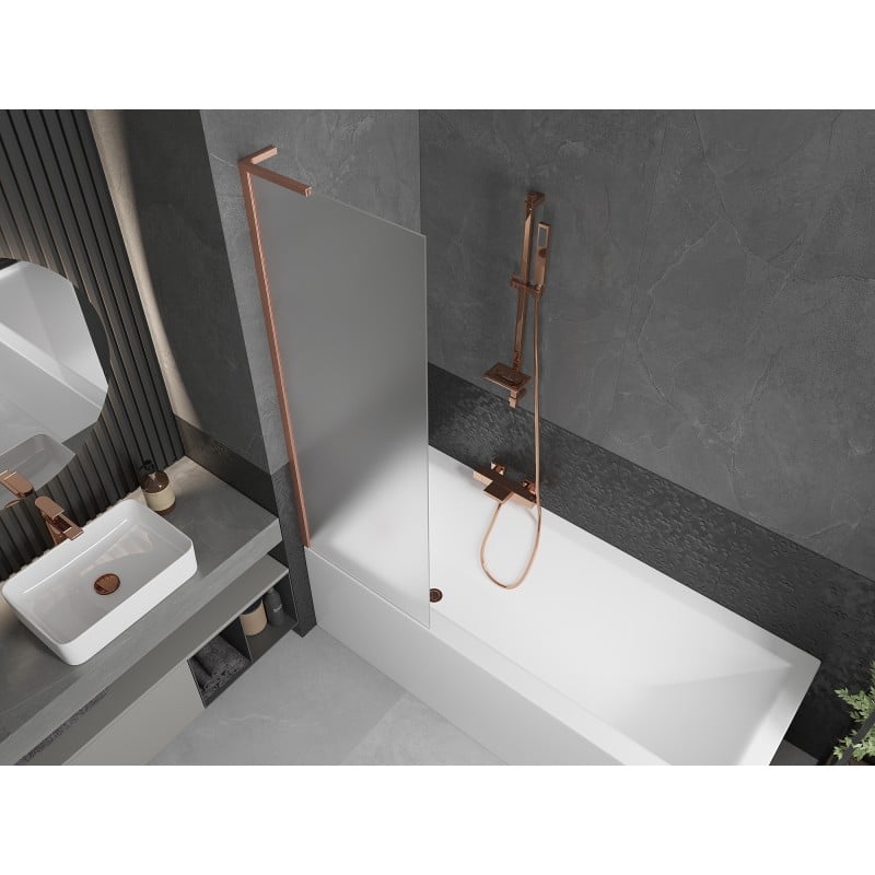 Mexen Next L Bath Screen 1-Panel 60 x 150 cm, Frosted, Brushed Copper - 895-060-000-03-30-65