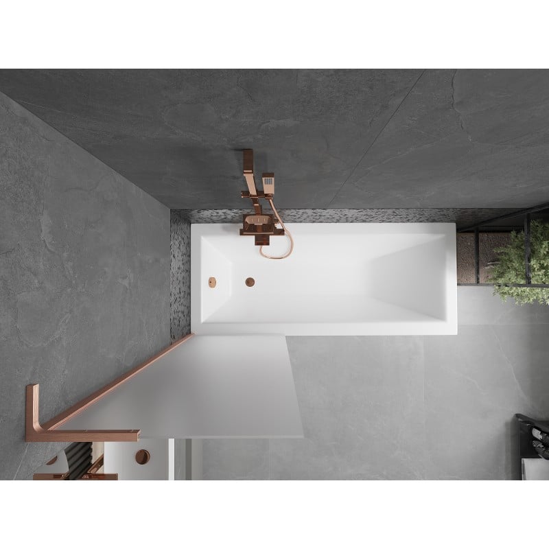 Mexen Next L Bath Screen 1-Panel 60 x 150 cm, Frosted, Brushed Copper - 895-060-000-03-30-65