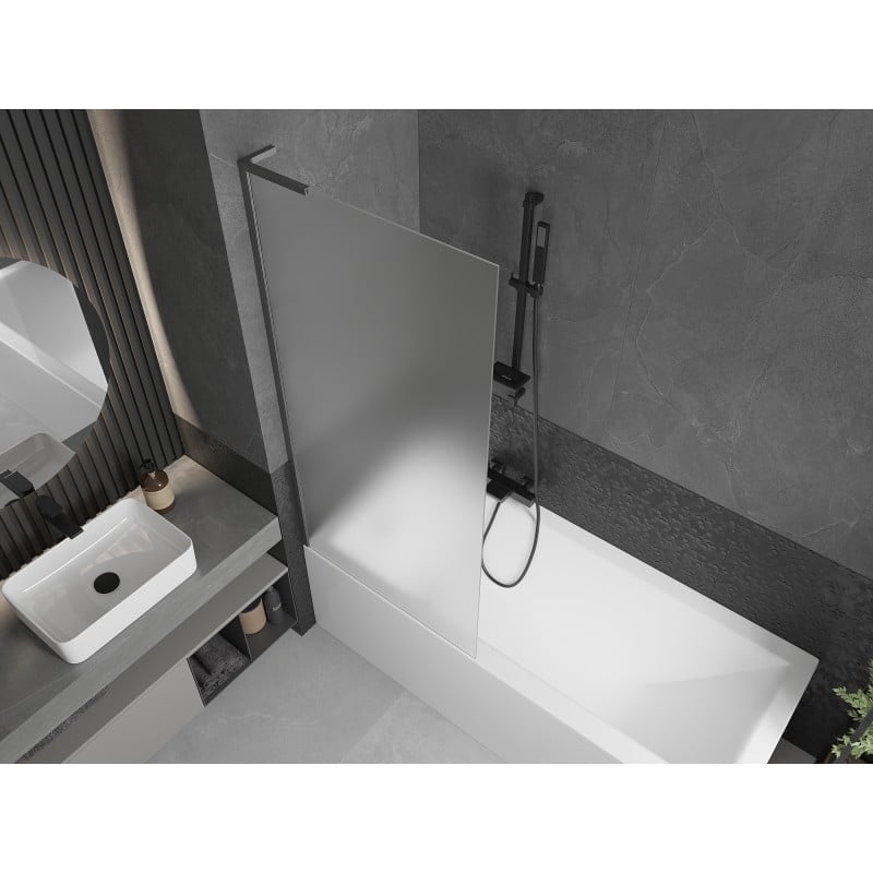 Mexen Next L 1-wing bath screen 80 x 150 cm, frost, brushed gun gray - 895-080-000-03-30-66