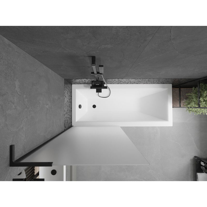 Mexen Next L Over-Bath Screen 1-Panel 80 x 150 cm, Frosted, Black - 895-080-000-03-30-70
