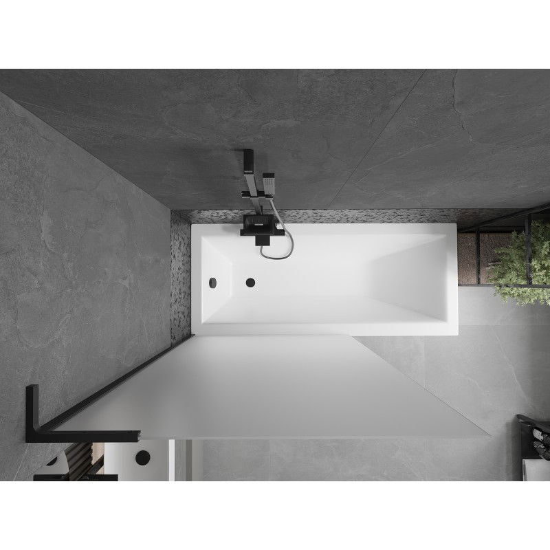 Mexen Next L Single-Panel Bath Screen 100 x 150 cm, Frosted, Black - 895-100-000-03-30-70