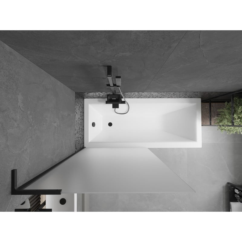 Mexen Next L 1-wing Bath Screen 90 x 150 cm, Frost, Black - 895-090-000-03-30-70