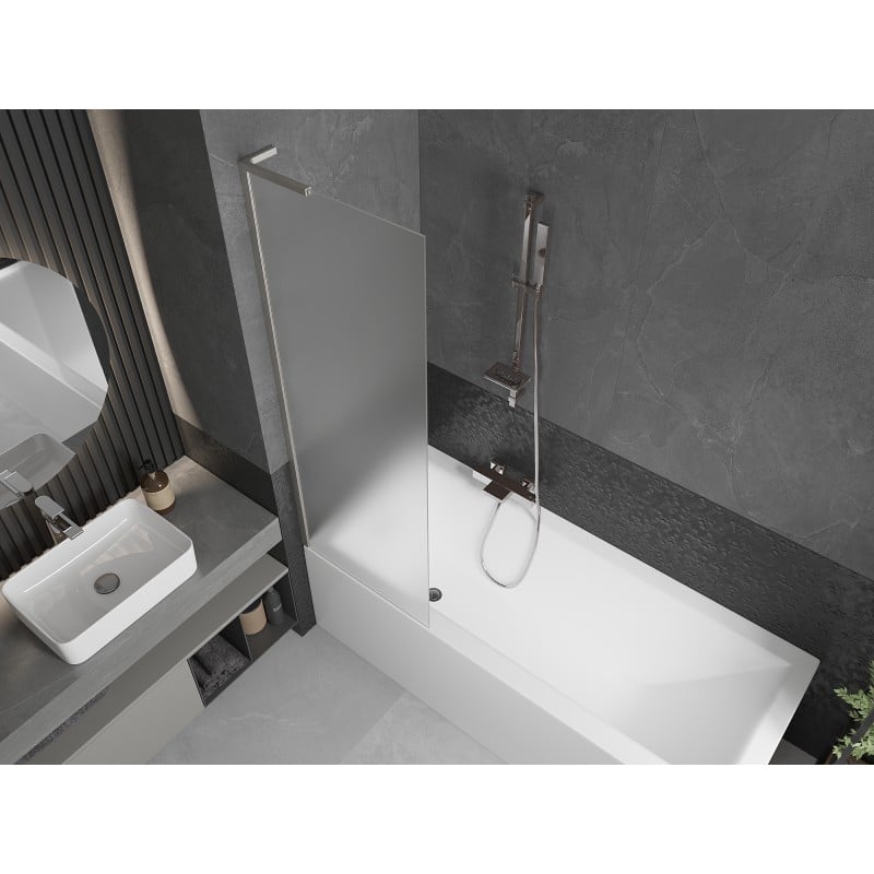 Mexen Next L Single-Wing Bath Screen 60 x 150 cm, Frost, Brushed Nickel - 895-060-000-03-30-97