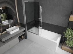 Mexen Next L 1-wing Bathtub Screen 80 x 150 cm, Graphite, White - 895-080-000-03-40-20