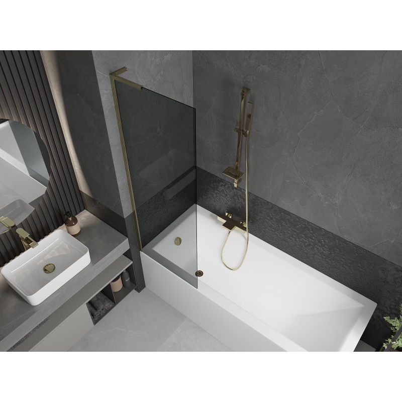 Mexen Next L Bathtub Screen 1-Panel 60 x 150 cm, Graphite, Gold - 895-060-000-03-40-50