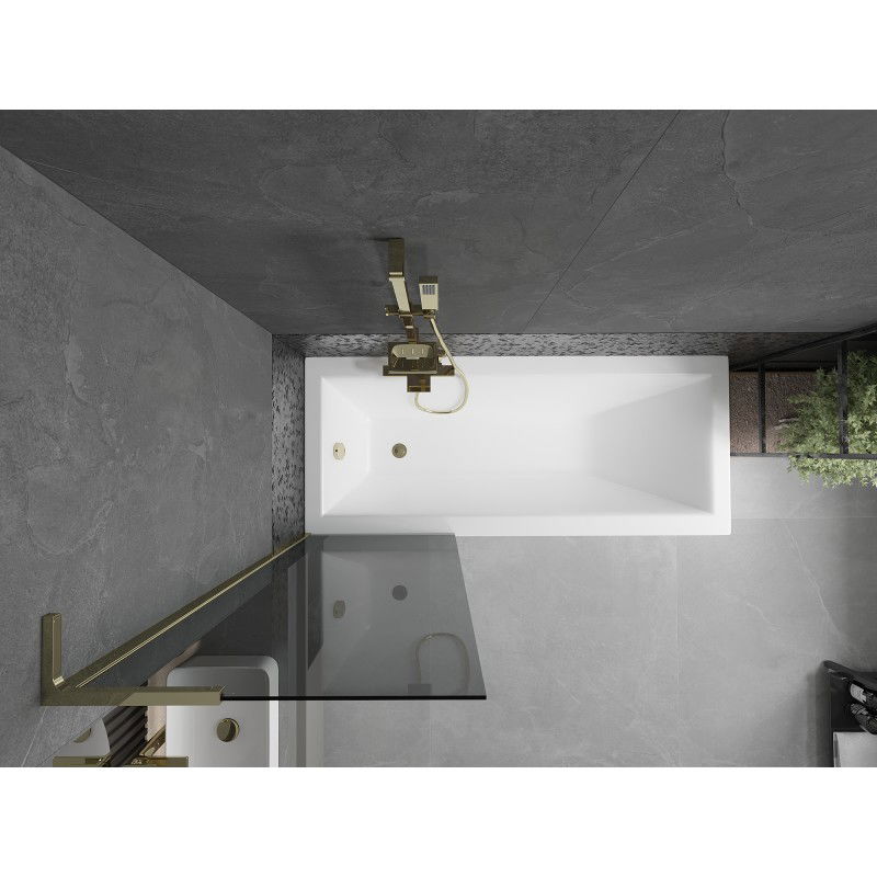 Mexen Next L Bathtub Screen 1-Panel 60 x 150 cm, Graphite, Gold - 895-060-000-03-40-50