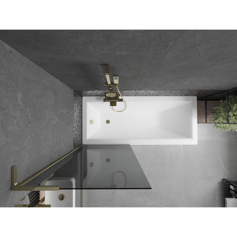Mexen Next L Bathtub Screen 1-winged 70 x 150 cm, Graphite, Gold - 895-070-000-03-40-50