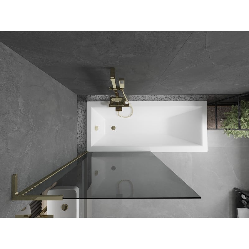 Mexen Next L bath screen 1-wing 90 x 150 cm, graphite, gold - 895-090-000-03-40-50
