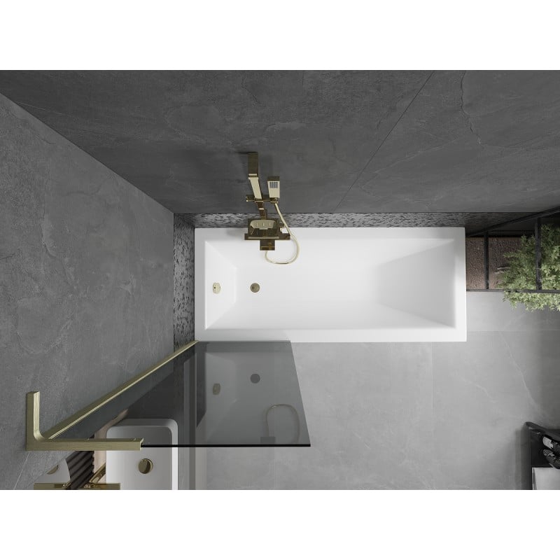 Mexen Next L bath screen 1-wing 60 x 150 cm, graphite, brushed gold - 895-060-000-03-40-55