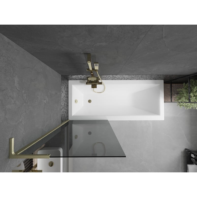 Mexen Next L Bath Screen 1-Wing 70 x 150 cm, Graphite, Brushed Gold - 895-070-000-03-40-55