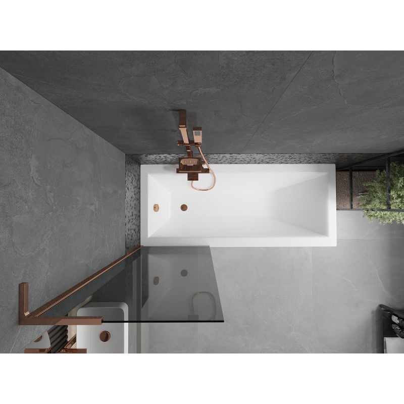 Mexen Next L Bathtub Screen 1-Panel 60 x 150 cm, Graphite, Rose Gold - 895-060-000-03-40-60