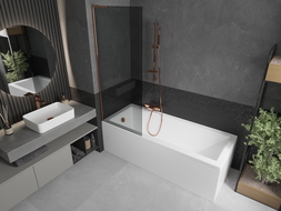 Mexen Next L Bathtub Screen 1-Panel 70 x 150 cm, Graphite, Rose Gold - 895-070-000-03-40-60