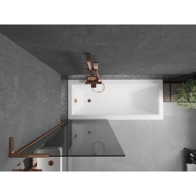 Mexen Next L 1-wing Bath Screen 70 x 150 cm, Graphite, Rose Gold - 895-070-000-03-40-60