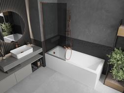 Mexen Next L bath screen 1-wing 80 x 150 cm, graphite, rose gold - 895-080-000-03-40-60