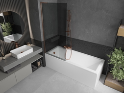 Mexen Next L Bathtub Screen 1-Panel 80 x 150 cm, Graphite, Rose Gold - 895-080-000-03-40-60