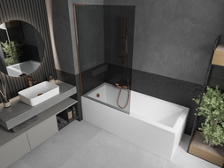 Mexen Next L Bathtub Screen 1-Panel 100 x 150 cm, Graphite, Rose Gold - 895-100-000-03-40-60
