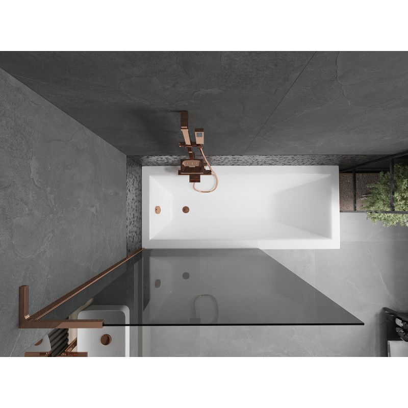 Mexen Next L bath screen 1-wing 100 x 150 cm, graphite, rose gold - 895-100-000-03-40-60