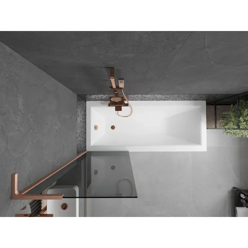 Mexen Next L Bathtub Screen 1-Panel 60 x 150 cm, Graphite, Brushed Copper - 895-060-000-03-40-65
