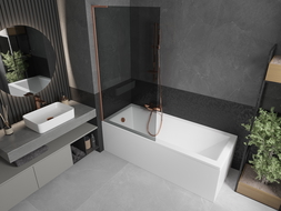 Mexen Next L Bathtub Screen 1-Panel 90 x 150 cm, Graphite, Brushed Copper - 895-090-000-03-40-65