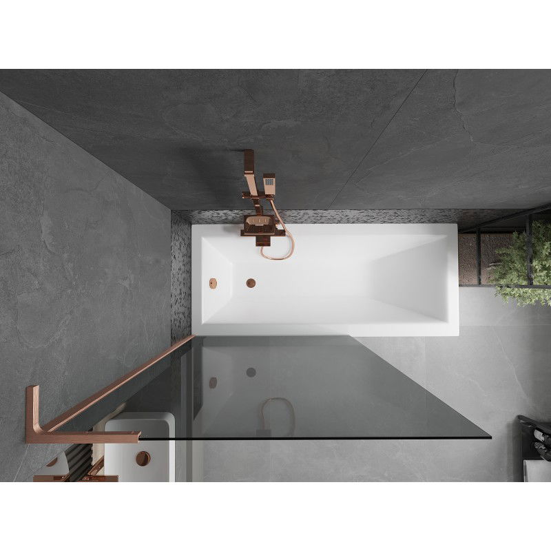 Mexen Next L Bathtub Screen 1-Panel 100 x 150 cm, Graphite, Brushed Copper - 895-100-000-03-40-65