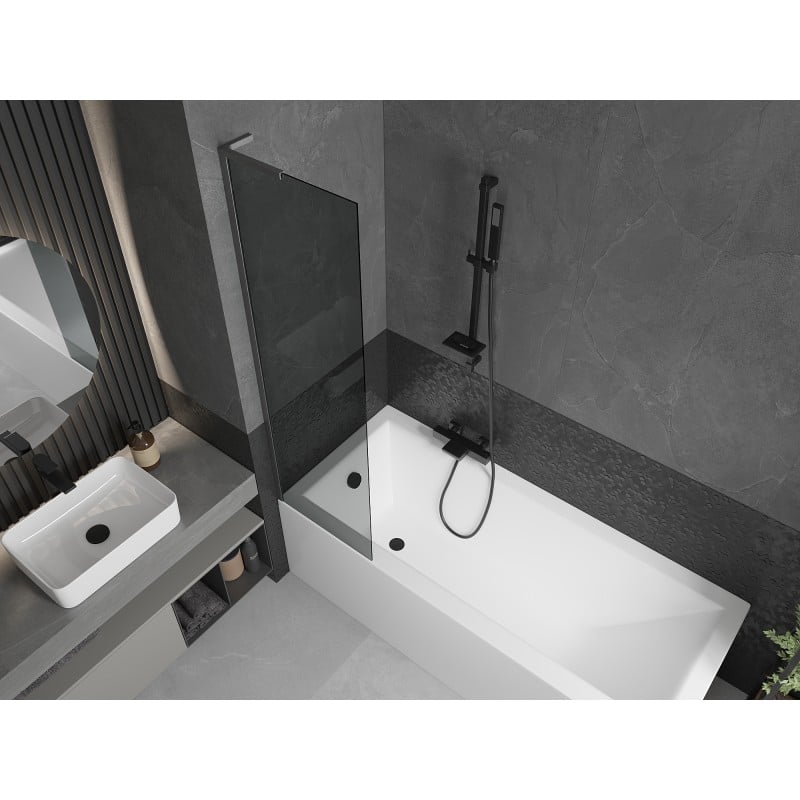 Mexen Next L bath screen 1-wing 50 x 150 cm, graphite, brushed gun gray - 895-050-000-03-40-66