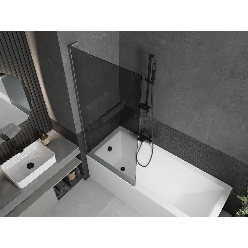 Mexen Next L Bathtub Screen 1-Panel 80 x 150 cm, Graphite, Brushed Gun Gray - 895-080-000-03-40-66