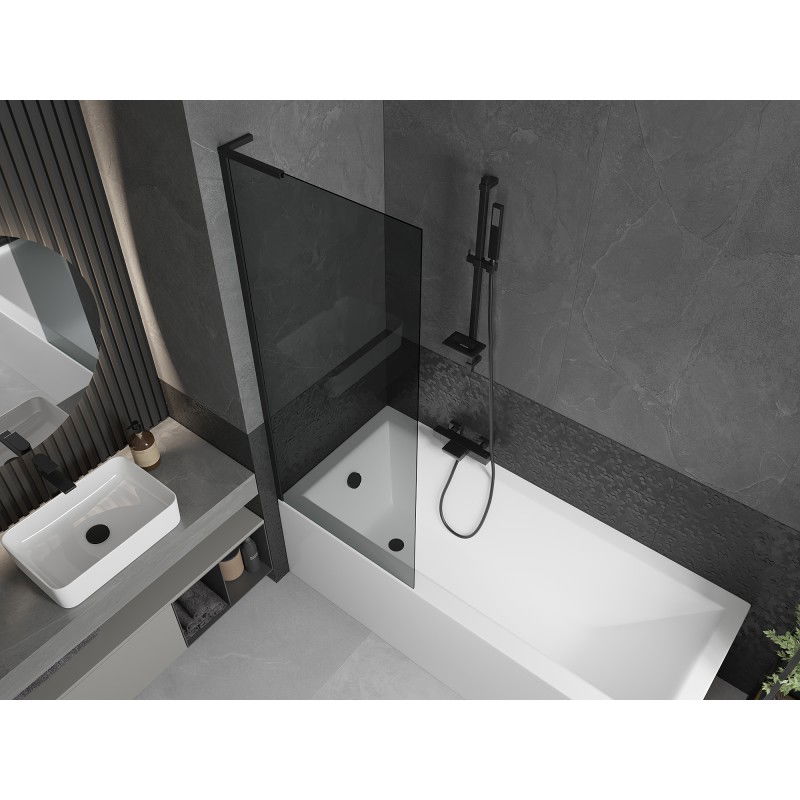 Mexen Next L Bathtub Screen 1-Panel 70 x 150 cm, Graphite, Black - 895-070-000-03-40-70