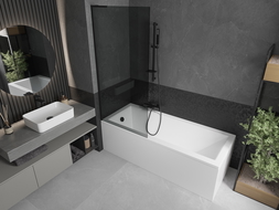 Mexen Next L Bathtub Screen 1-Panel 80 x 150 cm, Graphite, Black - 895-080-000-03-40-70