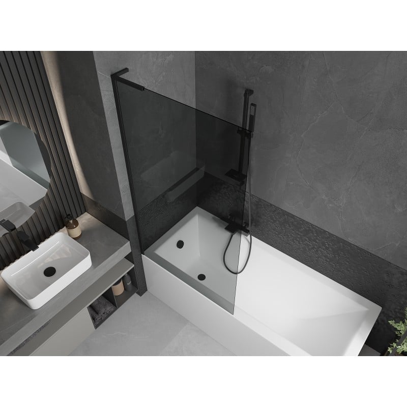 Mexen Next L bath screen 1-wing 90 x 150 cm, graphite, black - 895-090-000-03-40-70