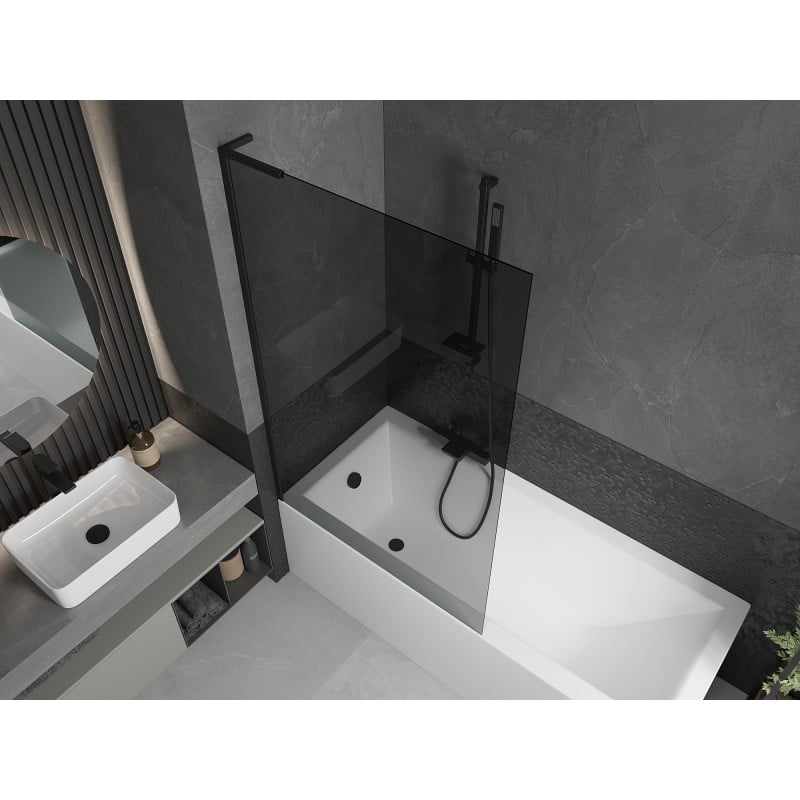 Mexen Next L Bath Screen 1-Wing 100 x 150 cm, Graphite, Black - 895-100-000-03-40-70