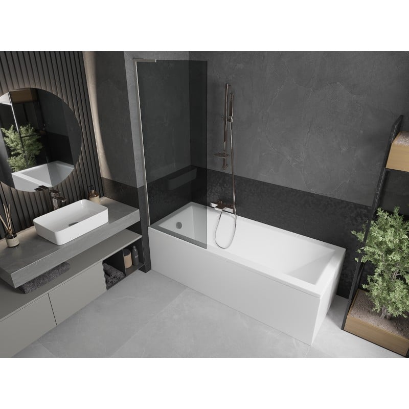 Mexen Next L Bath Screen 1-Panel 70 x 150 cm, Graphite, Brushed Nickel - 895-070-000-03-40-97