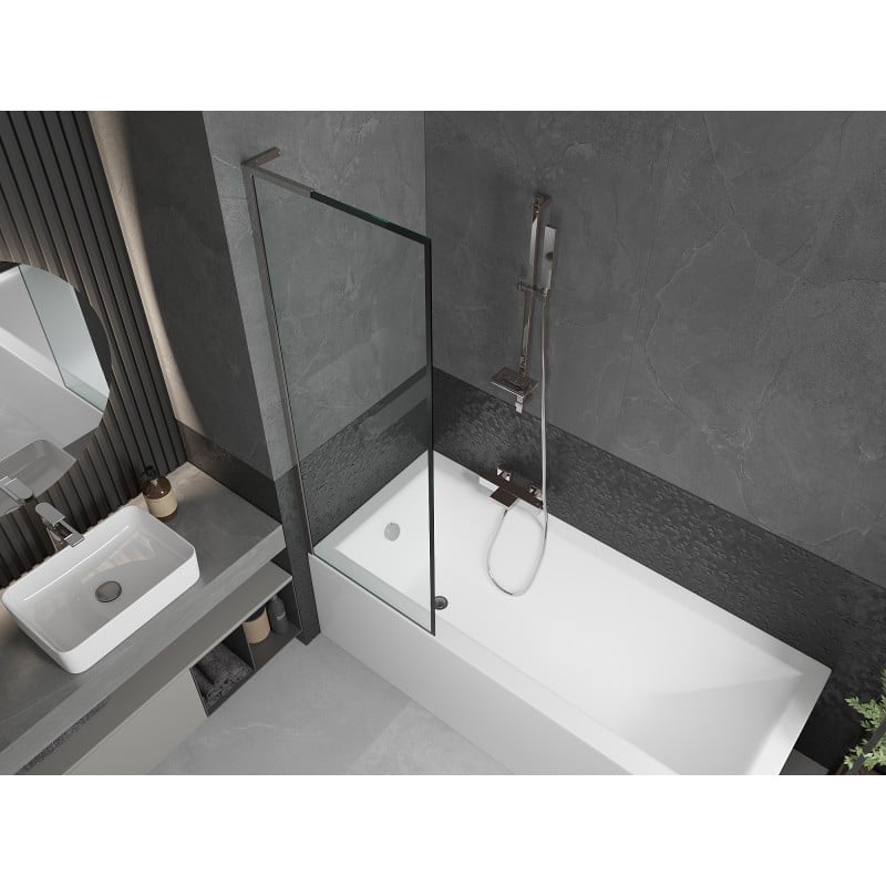 Mexen Next L 1-wing Bath Screen 60 x 150 cm, black frame, chrome - 895-060-000-03-70-01