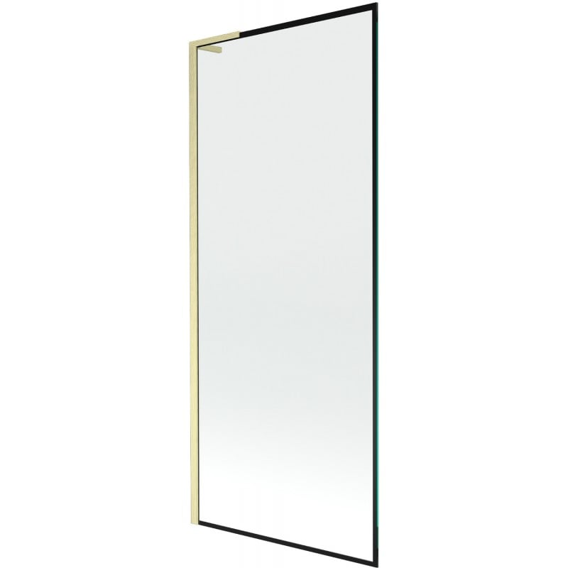 Mexen Next L bath screen 1-winged 80 x 150 cm, black frame, brushed gold - 895-080-000-03-70-55