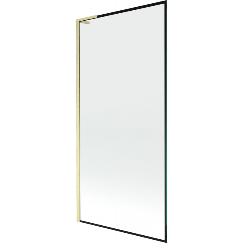 Mexen Next L bath screen 1-wing 90 x 150 cm, black pattern, brushed gold - 895-090-000-03-70-55