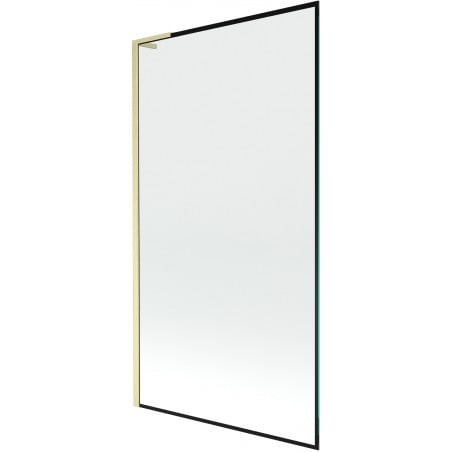 Mexen Next L 1-wing Bath Screen 100 x 150 cm, Black Pattern, Brushed Gold - 895-100-000-03-70-55