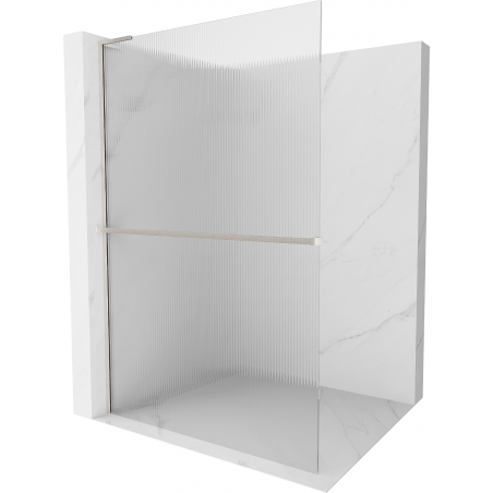 Mexen Kioto+ L Shower Screen with Walk-in Shelf 70 x 200 cm, Stripes, Brushed Nickel - 800-070-123-97-09