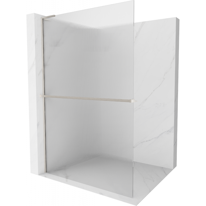 Mexen Kioto+ L Walk-in Shower Wall with Shelf 100 x 200 cm, Transparent, Brushed Nickel - 800-100-123-97-09