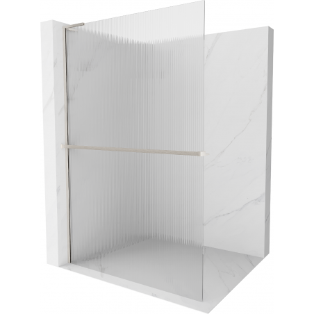 Mexen Kioto+ L Walk-in Shower Wall with Shelf 100 x 200 cm, Transparent, Brushed Nickel - 800-100-123-97-09