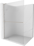 Mexen Kioto+ L shower wall with Walk-in shelf 100 x 200 cm, stripes, brushed nickel - 800-100-123-97-09