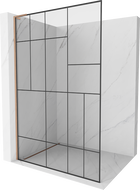 Mexen Kioto L Shower Screen Walk-in 70 x 200 cm, Black Pattern, Brushed Copper - 800-070-103-65-78