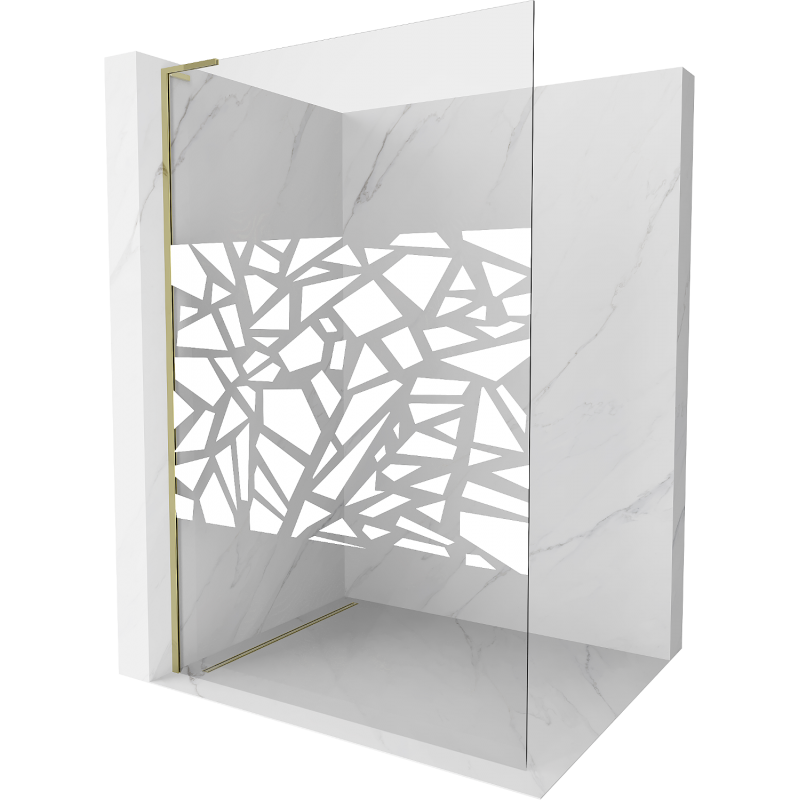 Mexen Kioto L Shower Wall Walk-in 70 x 200 cm, White Pattern, Gold - 800-070-103-50-85