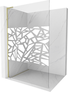 Mexen Kioto L Walk-in Shower Wall 70 x 200 cm, white pattern, brushed gold - 800-070-103-55-85