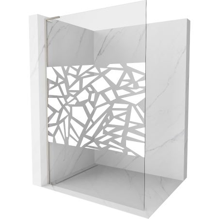 Mexen Kioto L Walk-in Shower Wall 70 x 200 cm, White Pattern, Brushed Nickel - 800-070-103-97-85
