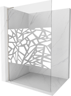Mexen Kioto L Walk-in Shower Wall 70 x 200 cm, White Pattern, Brushed Nickel - 800-070-103-97-85