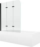 Mexen Vega rectangular bathtub 150 x 70 cm with panels and a 3-wing screen 120 cm, Transparent, Black - 550115070X9012037000