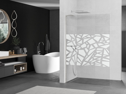 Mexen Kioto L Walk-in Shower Panel 90 x 200 cm, White Pattern, Brushed Nickel - 800-090-103-97-85