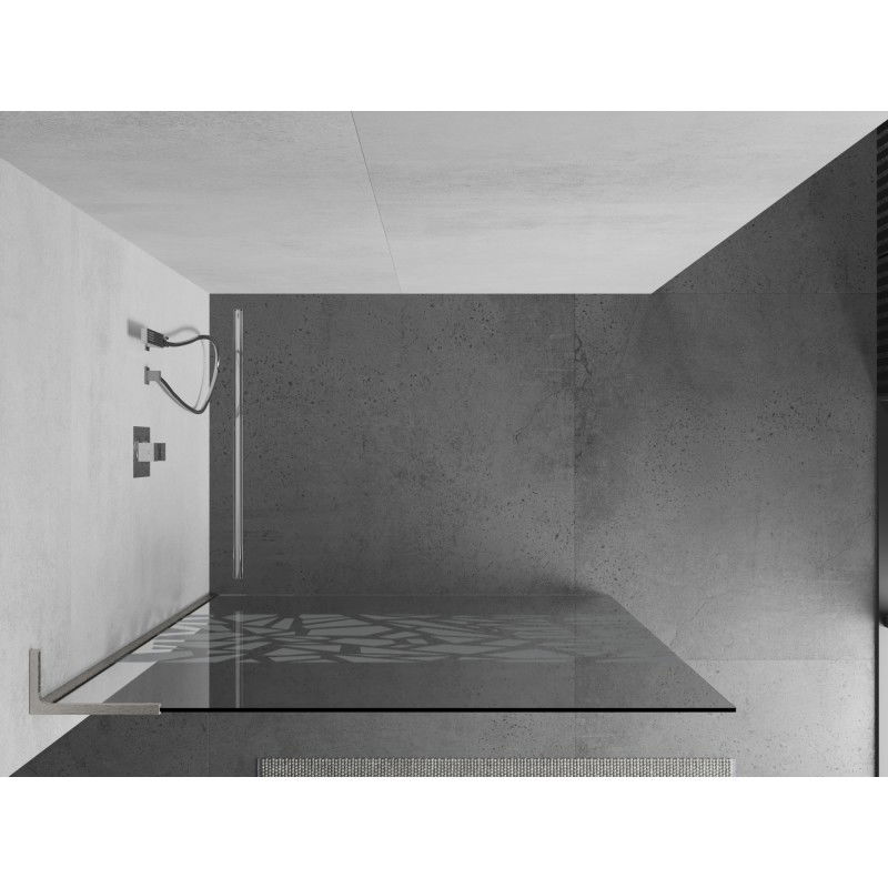 Mexen Kioto L Walk-in Shower Screen 90 x 200 cm, White Pattern, Brushed Nickel - 800-090-103-97-85