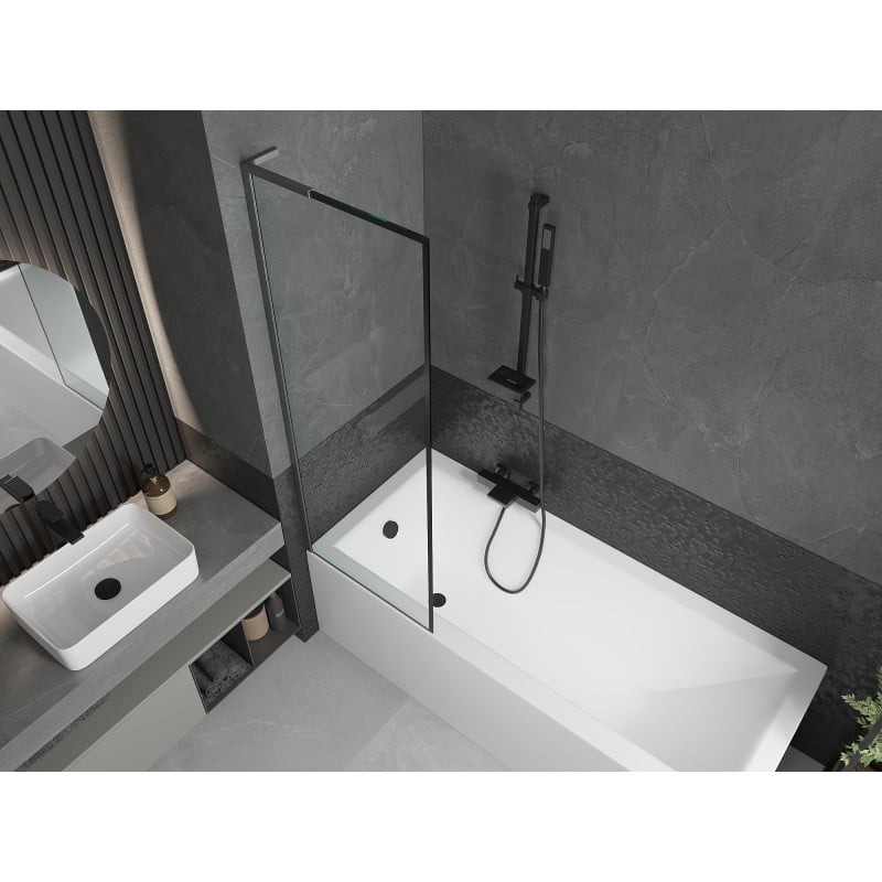 Mexen Next L shower screen 1-wing 60 x 150 cm, black frame, brushed gun gray - 895-060-000-03-70-66