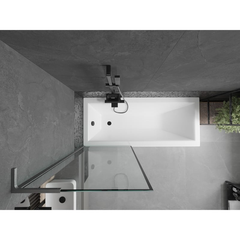 Mexen Next L 1-panel bath screen 70 x 150 cm, black frame, brushed gun gray - 895-070-000-03-70-66