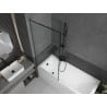 Mexen Next L Bath Screen 1-Panel 80 x 150 cm, Black Frame, Brushed Gun Gray - 895-080-000-03-70-66